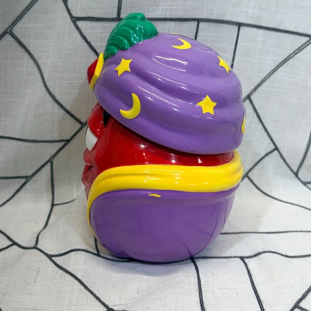 M&M Red Character Ceramic Candy Jar Galerie Arabian Night Turban Purple Red READ